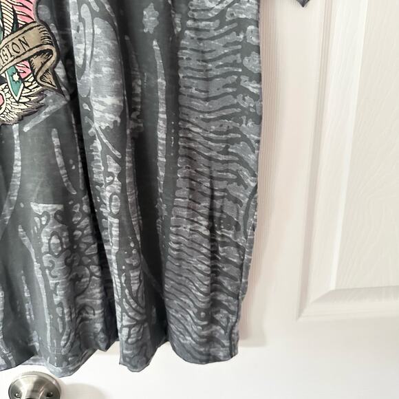 Dragonfly Vintage Grey Burnout Crew Neck Snakehead Religious Mary T Shirt Large - Picture 6 of 10